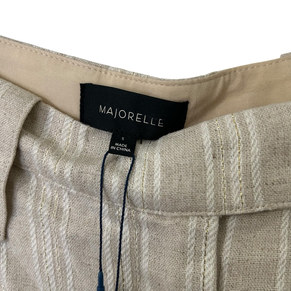NWT Majorelle Beige Striped High Waist Metallic Shorts Size Small - Picture 3 of 4